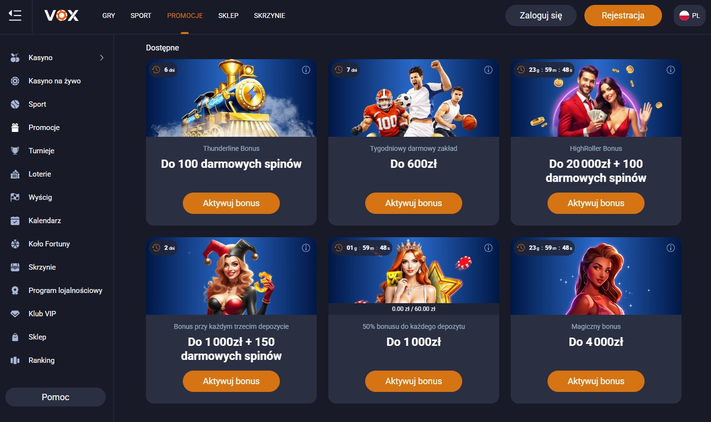 Logowanie mobilne w Vox Casino login — Vox Casino logowanie